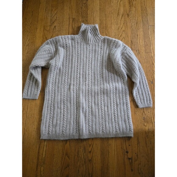 Vtg Ellen Tracy Lambswool/Angora Knit Turtleneck Sweater Dress Tan Size Medium - Picture 1 of 7